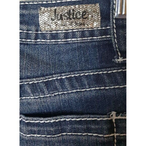 Justice Girls Denim Shorts 14S American Flag Sequin Festive Holiday Frayed Hem - Picture 6 of 7